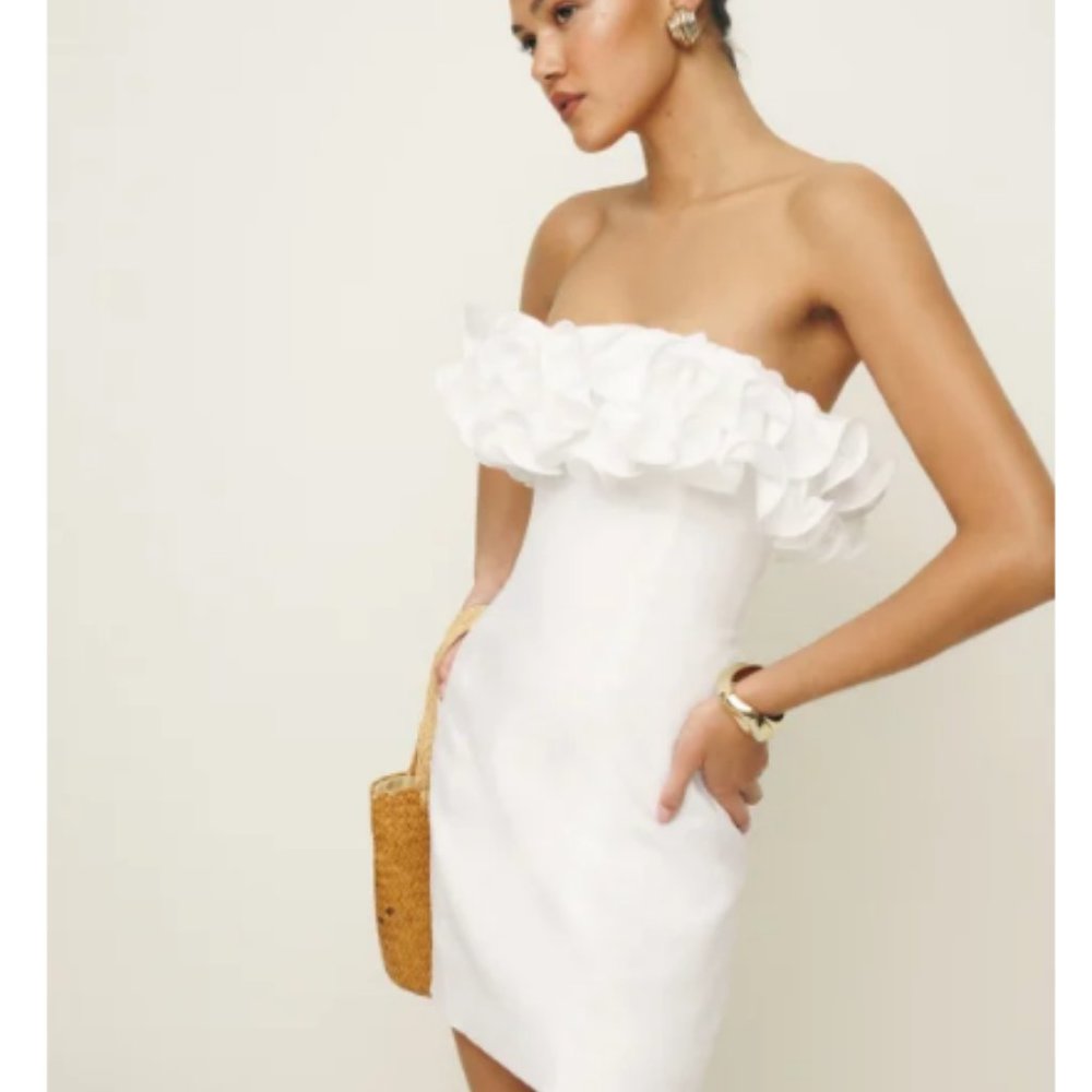 Reformation Tracy Linen Dress White - Size 2